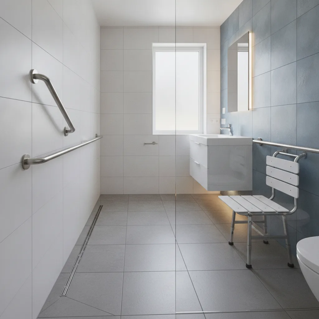 Barrierefreie Dusche mit Haltegriff Badsanierung Cranz – Barrierefreie Dusche mit Haltegriff